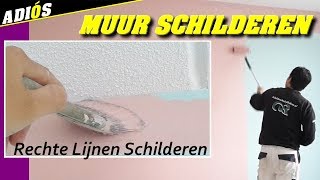 MUUR SCHILDEREN Rechte lijnen schilderen langs plafond Schildersbedrijf Edens Apeldoorn 2018 [upl. by Aztinad387]