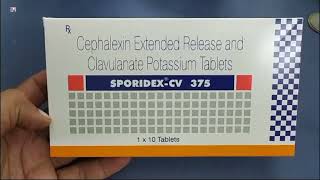 SPORIDEXCV 375 Tablet  Cephalexin Extended Release and Clavulanate Potassium Tablets  SPORIDEX CV [upl. by Ley]