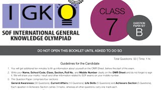 IGKO CLASS 7  SOF GK Olympiad Class 7 Question Paper  International GK Olympiad igkoclass7 [upl. by Alur]