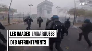 Affrontements sous lArc de Triomphe  les images embarquées des policiers face aux quotgilets jaunesquot [upl. by Adam]