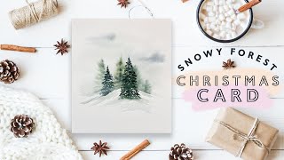 Snowy Forest Christmas Card  Easy Christmas Cards [upl. by Devonna]