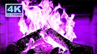 🔥 PURPLE FIREPLACE 4K Ultra HD Halloween Ambience [upl. by Llewsor]