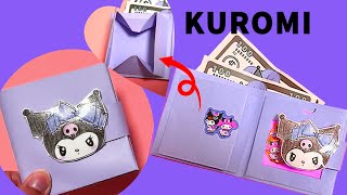 🌟paper diy🌟How to make purse KUROMI 財布 ASMR [upl. by Hakeber]