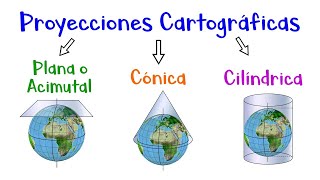 🌎 Proyecciones Cartográficas Cónica Cilíndrica Plana o Acimutal 🗺 Fácil y Rápido [upl. by Cahilly369]