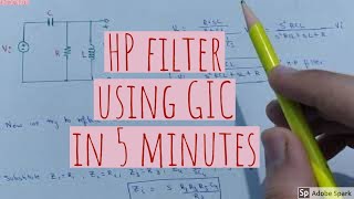 High Pass Filter Using Generalised Impedance ConverterGIC [upl. by Clementas429]