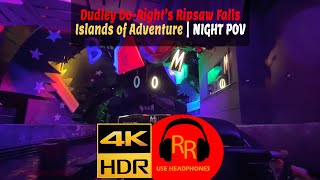 Dudley DoRights Ripsaw Falls  4K HDR Night POV  Islands of Adventure [upl. by Yemac]