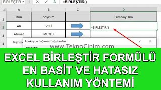 Excel Birleştir Formülü Detaylı Kısa ve Anlaşılır Anlatım [upl. by Elburt926]