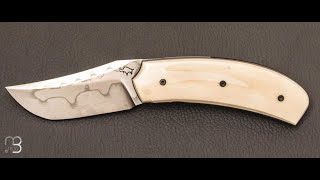 Couteau quot Linerlock quot custom par Guy Poggetti  Ivoire de phacochère et Shirogami N°2 [upl. by Averyl]