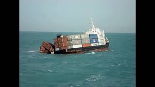 A real video of Sinking container ship at sea crew escape amp rescue operation conducted [upl. by Jada]