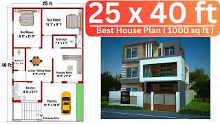 25x40 House Plan  25x40 House Design  1000 sq ft House Plan  25x40 East facing House Plan [upl. by Rayham]