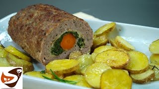 Polpettone ripieno con spinaci carote e patate – secondi di carne [upl. by Vincenz728]