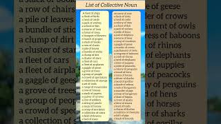 List Of Collective noun  shorts englishgrammar english [upl. by Sarene]