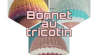 Bonnet en laine facile au tricotin [upl. by Nairdad]