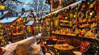 Christmas Jazz Songs at Winter Outdoor Cafe ❄️ Instrumental Christmas Jazz Music with Falling Snow [upl. by Craddock635]