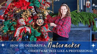 How to Decorate a Professional Nutcracker Themed Christmas Tree  Jewel Tone DIY Christmas Tree [upl. by Joell]