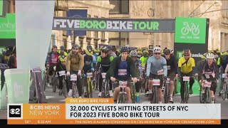 Five Boro Bike Tour rolls through streets of NYC [upl. by Kenney]