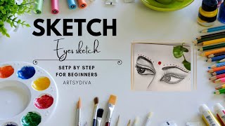 Eyes Pencil Sketch Step by step full tutorial ArtsyDiva24 [upl. by Mcafee]