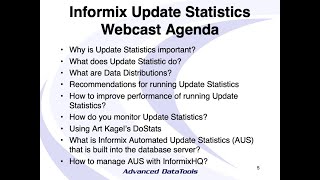 Informix Update Statistics  Best Practices for Informix DBAs [upl. by Lletnahs533]