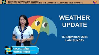 Public Weather Forecast issued at 4AM  September 15 2024  Sunday [upl. by Nilecoj]