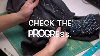 Sashiko Mending Basic Procedure  Without Narration  Denim Jeans Repair with Sashiko [upl. by Elleunamme581]