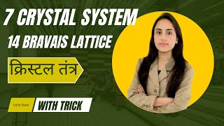 Crystal System  7क्रिस्टल जालक  Bravais lattice 12th class NEET jee  14 bravais  solid state [upl. by Dlawso]