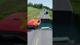 Bus vs water pit 15  carsvswaterpit beamngdrive doubleflatbedtrailertruckvsspeedbumps [upl. by Kassie70]