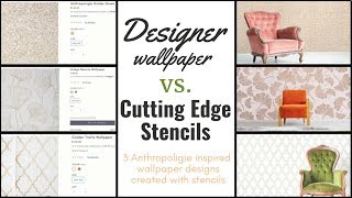 How To Stencil THREE Anthropologie Wallpaper Designs With ONE Metallic Paint Color [upl. by Prudi113]