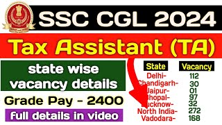 ssc cgl 2024 tax assistant TA state wise vacancy details  अभ्यर्थियों के लिए महत्वपूर्ण वीडियो [upl. by Erlene692]