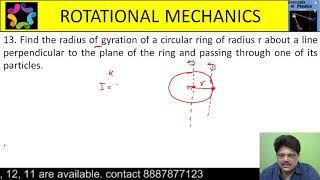 Find the radius of gyration of a circular ring of radius r about a line perpendicular to the plane [upl. by Jacquelynn]