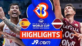 Latvia 🇱🇻 Upsets World Champions Spain 🇪🇸  J9 Highlights  FIBA Basketball World Cup 2023 [upl. by Eaj]