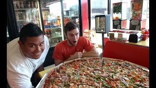 Giant 36quot Pizza Challenge at Champs Pizza amp Subs seen on Ginormous Food  Food Network [upl. by Tiebout]