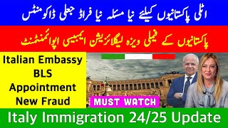 New Italy 🇮🇹 Family Visa  Legalization  Immigration 2425  BLS Appointment Update  Italy News [upl. by Bena]