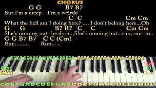 Creep Radiohead Piano Cover Lesson with ChordsLyrics [upl. by Hama418]