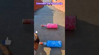 Comment the blue bottle l breaking glass bottles 🍾shorts trending glassstraw bottlelove [upl. by Enatan]