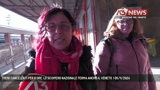 TRENI CANCELLATI PER 8 ORE LO SCIOPERO NAZIONALE FERMA ANCHE IL VENETO  05112024 [upl. by Nawiat]