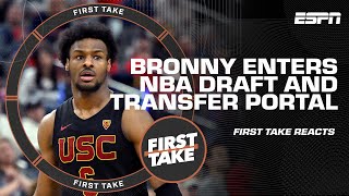 🚨 Bronny James DECLARES for NBA DRAFT amp ENTERS TRANSFER PORTAL 🚨 Stephen A REACTS  First Take [upl. by Rego8]