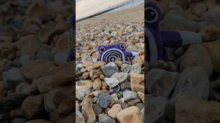 Poliwhirl pops out of the beach stones 🌀🐚 pokémon animation stop motion peekaboo [upl. by Mauchi]