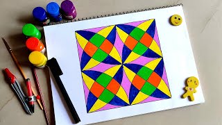 Geometric Square Art  Geometric Art Drawing  How to Draw Geometric Square Art Design Learn amp Art [upl. by Grier]