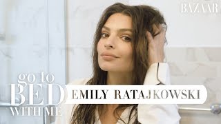 Emily Ratajkowskis Nighttime Skincare and Haircare Routine  Go To Bed With Me  Harpers BAZAAR [upl. by Dempsey]