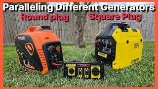 Paralleling different brands 2500W Generators one with Square and the other with Round parallel plug [upl. by Aiehtela]