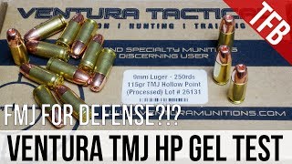 Would You Choose FMJ For Defense Ventura 9mm 115gr TMJ Gel Test [upl. by Nylahsoj]