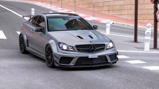 LOUD Mercedes C63 AMG Black Series with Decat iPE Exhaust  Accelerations amp Burnout [upl. by Leopold]