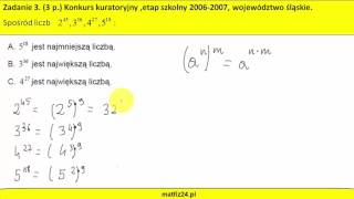 Porównywanie liczb w postaci potęgi  Zadanie  MatFiz24pl [upl. by Yrrag305]
