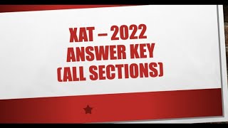 XAT 2022 Answer Key Official [upl. by Nov]