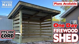 How To Build A Firewood Storage Shed In One Day  DIY Firewood Shed  Firewood Rack Build [upl. by Eiduj119]