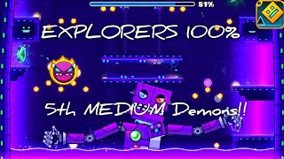 EXPLORERS 100 By MATHIcreatorGD  5th MEDIUM Demons  Geometry Dash  Gameplay [upl. by Sidoney950]