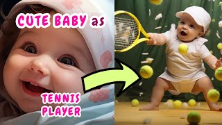 Baby becomes Tennis Player  Learn Baby Future Dream [upl. by Vanzant427]