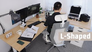 LShaped Photography Standing Desk Setup  How stay productive amp organized [upl. by Luanne282]