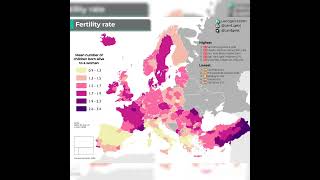 Fertility rates of countries in Europe map fertility rates europe population youtubeshorts [upl. by Adnowal]