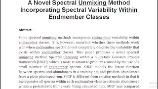 A Novel Spectral Unmixing Method Incorporating Spectral Variability Within Endmember Classes [upl. by Trabue]